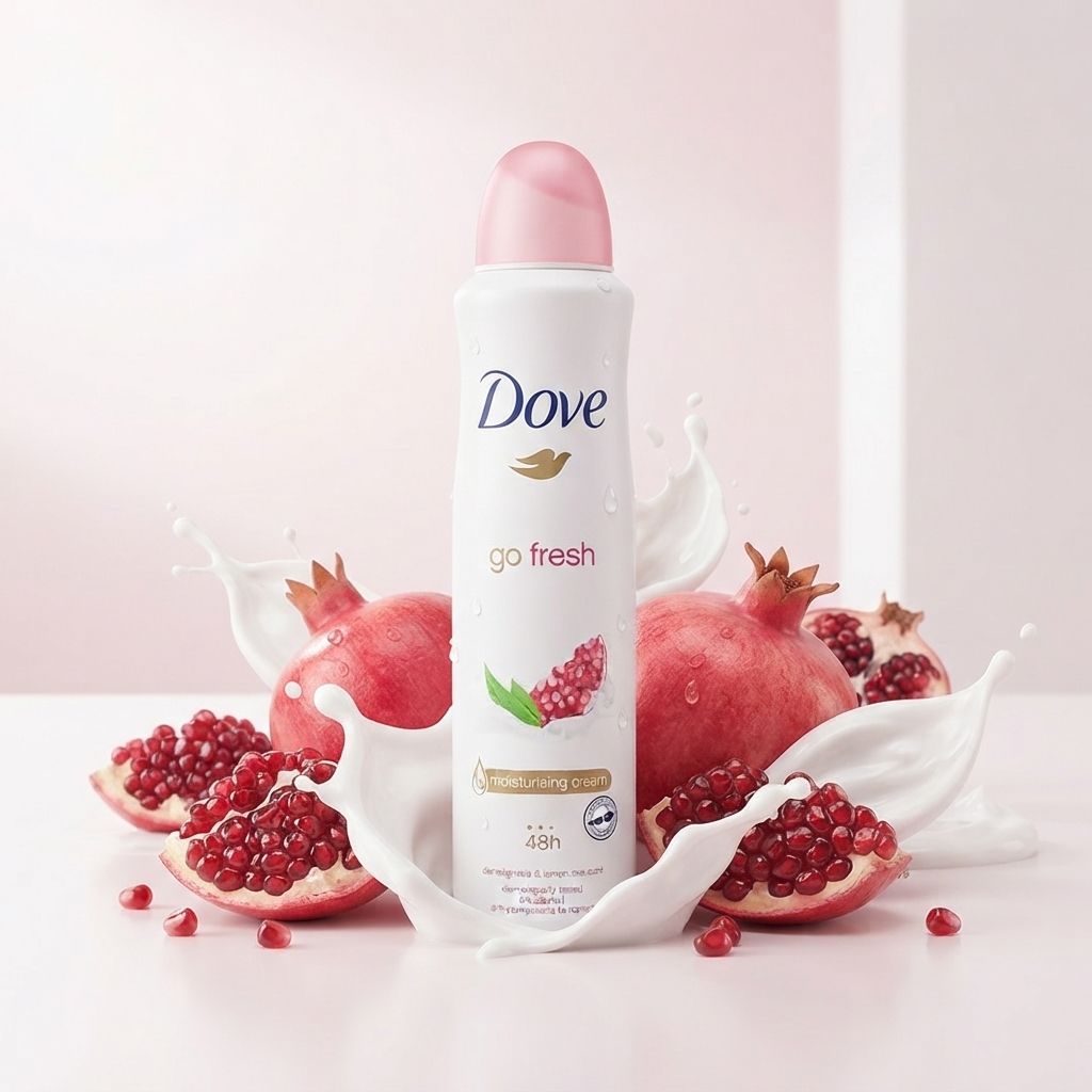 اسپری زیربغل زنانه داو با رایحه انار مدل Go Fresh حجم 250 میلی