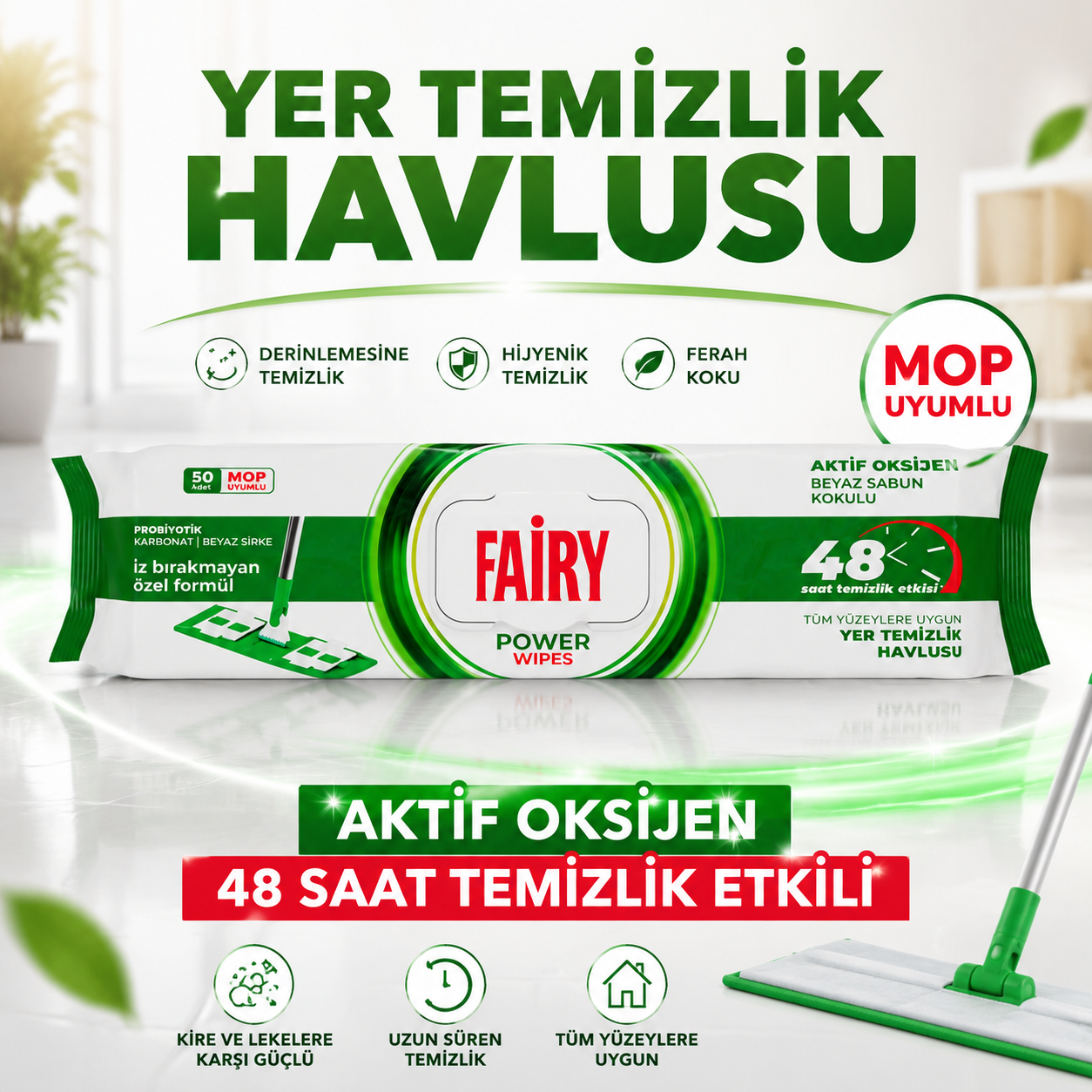 دستمال مرطوب مخصوص تی فیری Fairy قابل شستشو رایحه صابون سفید بسته 50 عددی