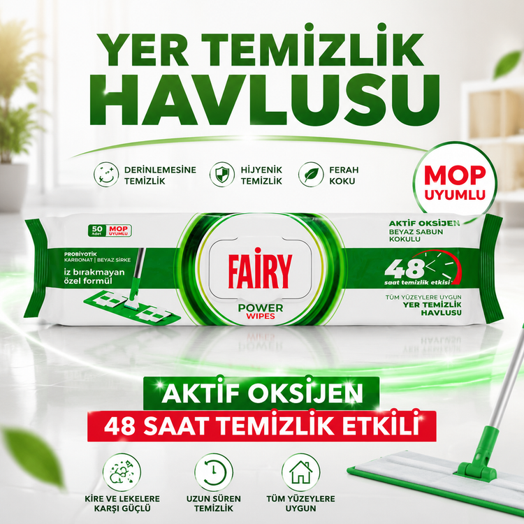 دستمال مرطوب مخصوص تی فیری Fairy قابل شستشو رایحه صابون سفید بسته 50 عددی