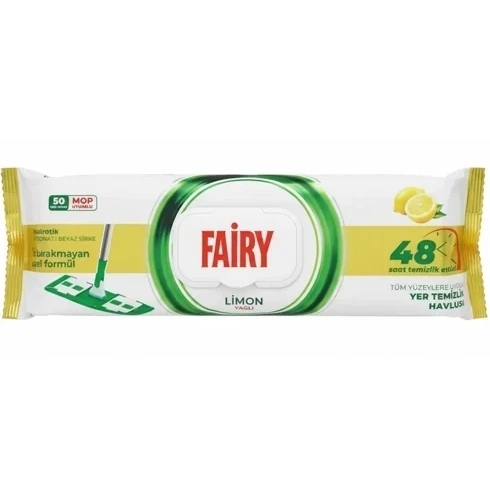 دستمال مرطوب مخصوص تی فیری Fairy قابل شستشو رایحه لیمو بسته 50 عددی