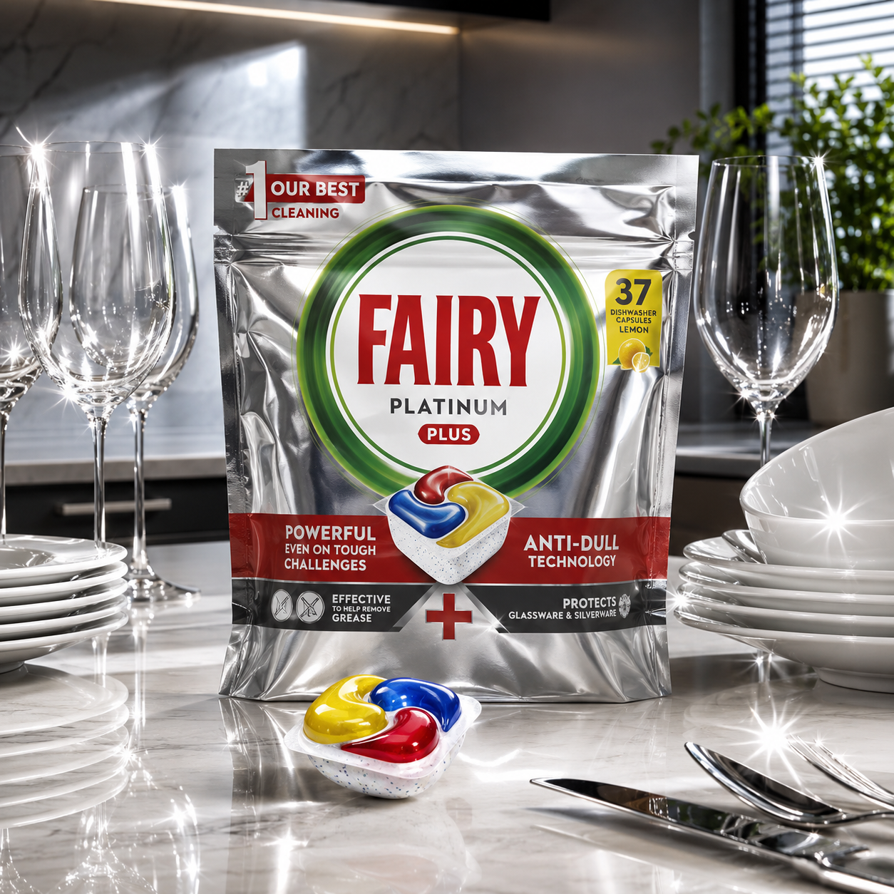 رص ماشین ظرفشویی فیری پلاتینیوم پلاس (Fairy Platinum Plus) – بسته ۴۰ عددی