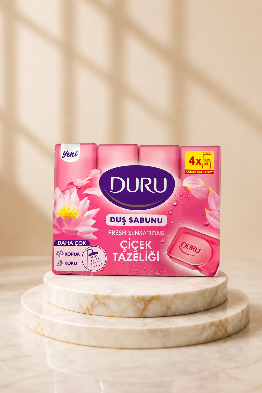 صابون استحمام با رایحه گل های بهاری DURU دورو بسته 4 عددی