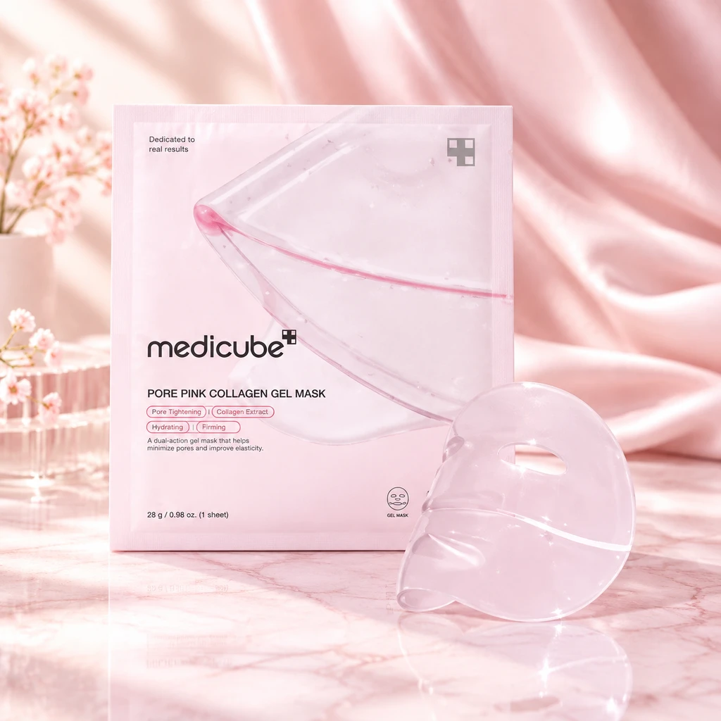 ماسک ژلی کلاژن مدی کیوب Medicube مدل PDRN Pink وماسک نقابی روشن کننده و ضد لک مدی کیوب Medicube Kojic Acid Gel Mask